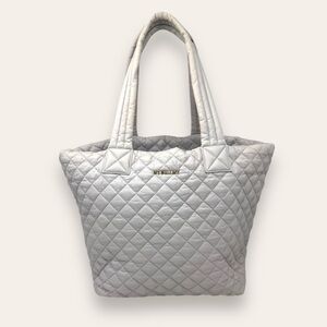 MZ Wallace Metro Tote in Periwinkle Blue Purple Gray Zipper Quilted Travel Bag